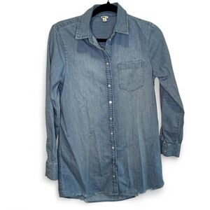 Aerie XS Oversized Denim Jean Chambray Button Up Shirt Long Sleeve